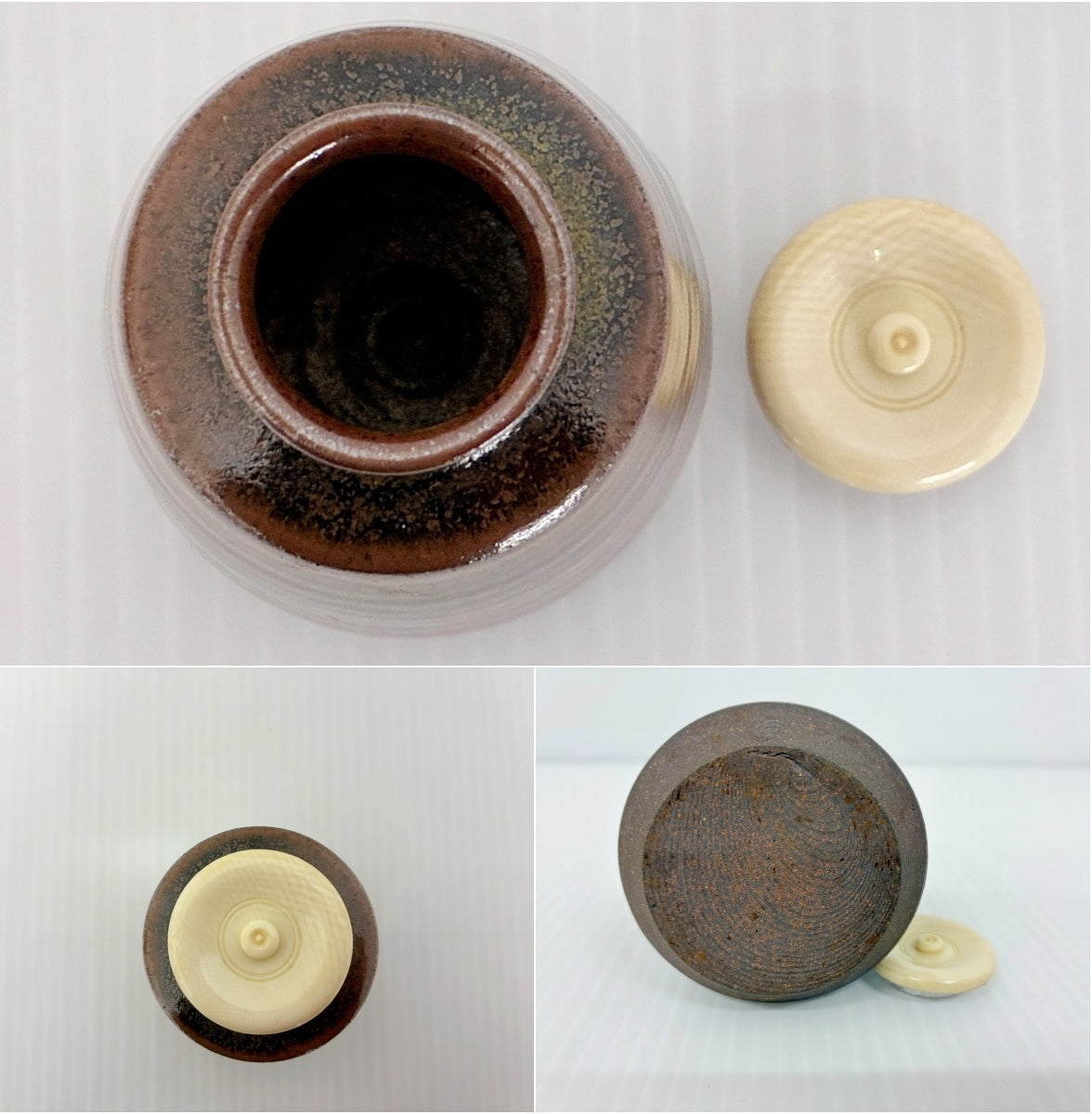 廣澤手 茶入れ 仕覆付き 仁史作 木箱入り