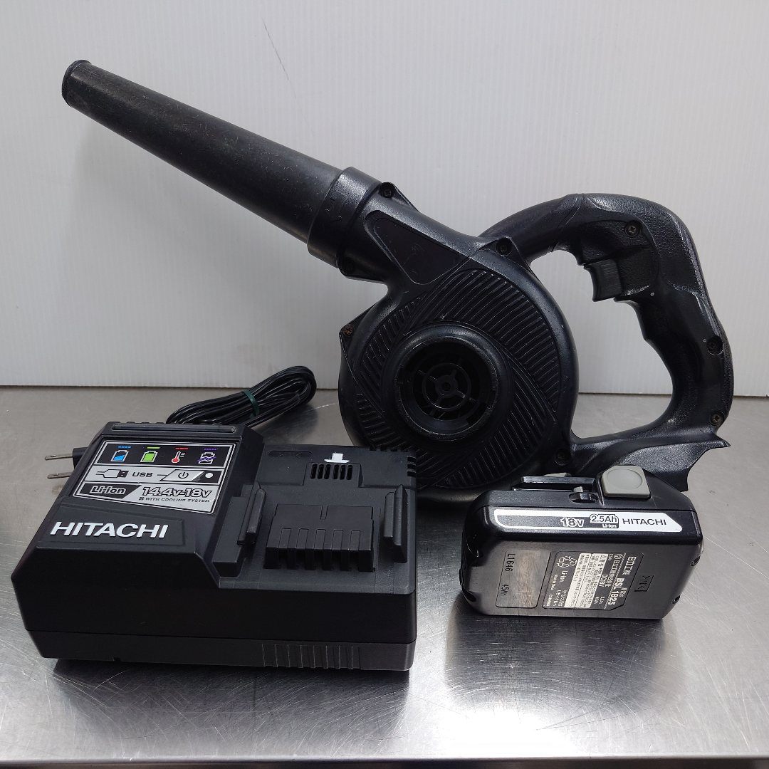 日立工機　HITACHI　18Vコードレスブロワ、バッテリー・充電器付き　RB18DSL(NN)、BSL1825、UC18YSL3　囗T巛
