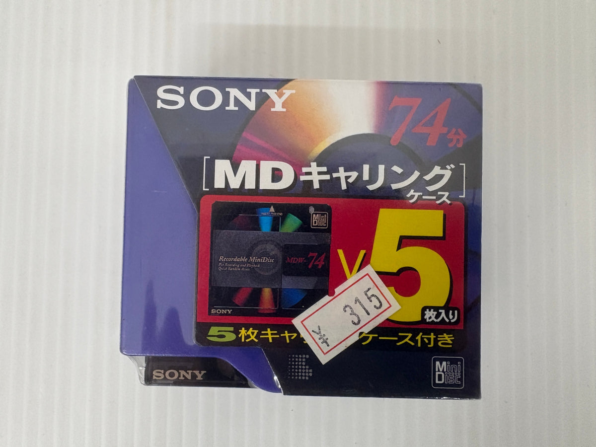 未使用 SONY ソニー MD 74分 5枚 5MDW-74ACP キャリングケース付 MiniDisc 日本製 当時物