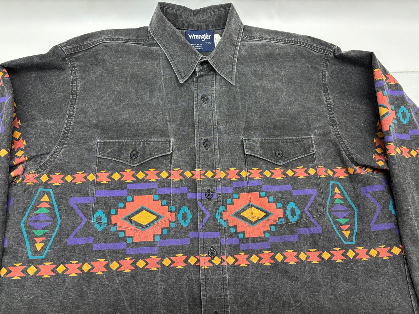 USA製 ラングラー 長袖 ボタンシャツ ネイティブ柄 17-35 Wrangler