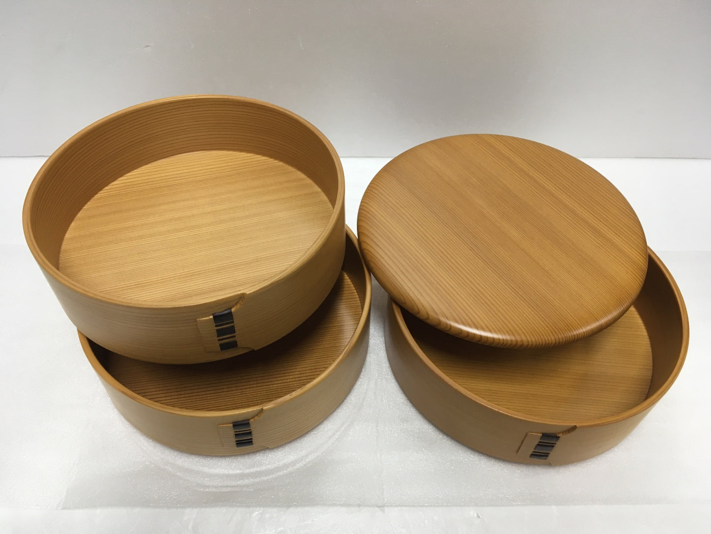 ※送料無料※ 栗久 大館曲げわっぱ 三段重 木目 小 K-181 未使用品 囗G