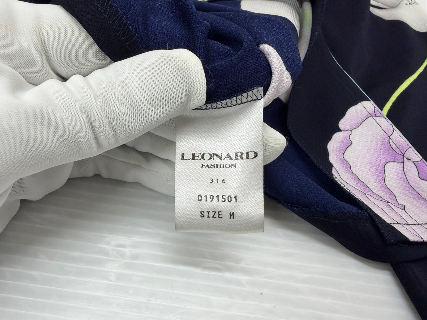 レオナール ファッション ノーカラー ジャケット ストレッチ サイズM LEONARD FASHION