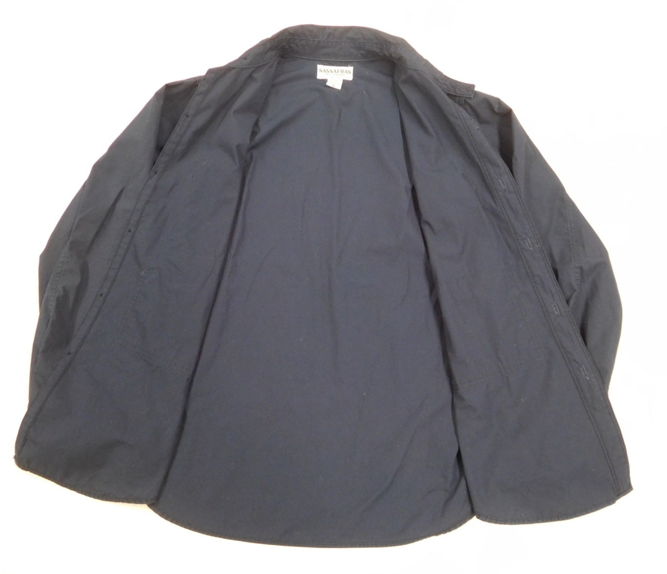 SASAFRAS ササフラス 長袖コットンシャツ ネイビー 日本製 size:M囗T巛