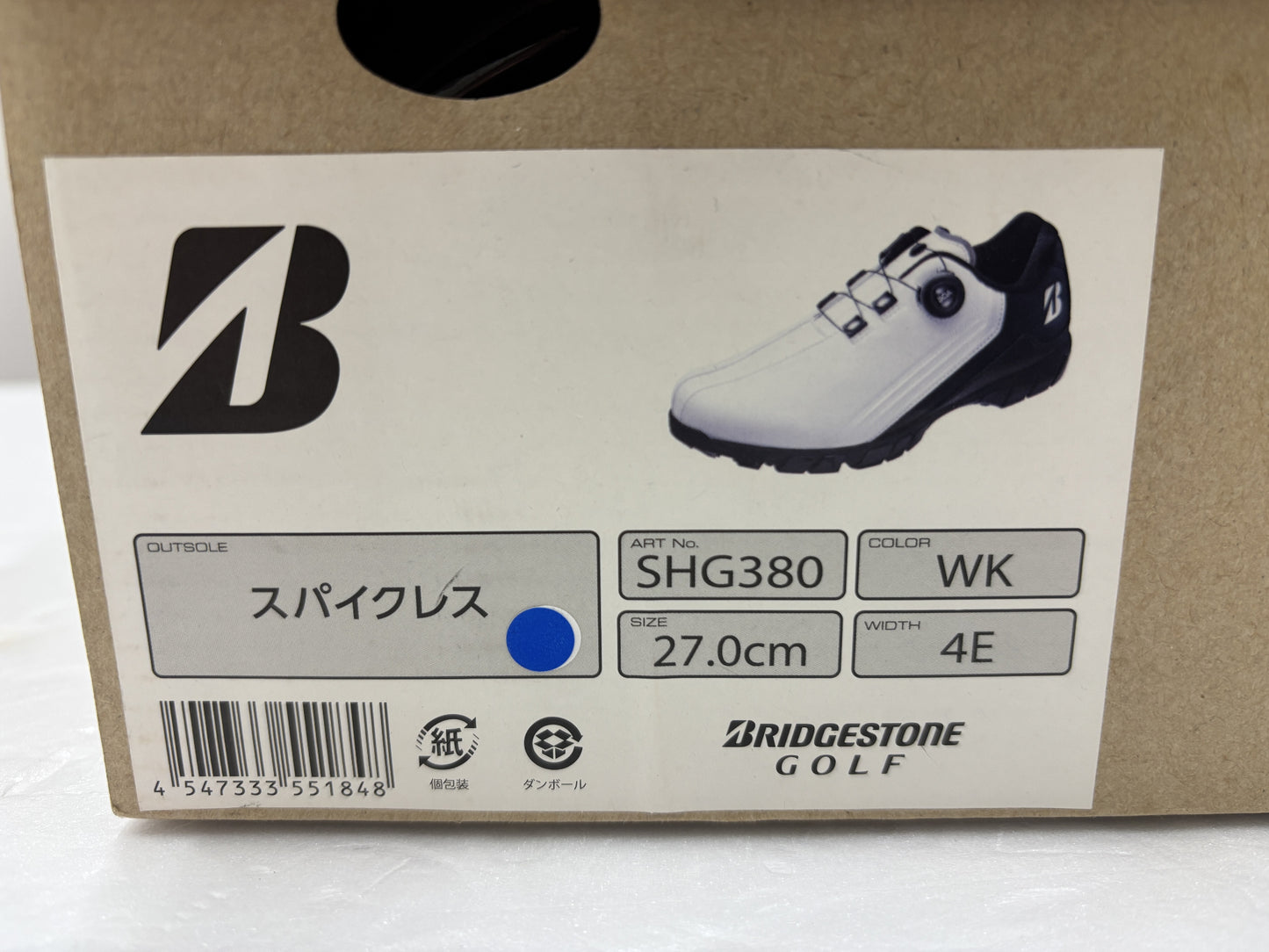 ※送料無料※ BRIDGESTONE GOLF ゼロ・スパイク バイター ワイド SHG380 スパイクレス ゴルフシューズ 27.0cm 未使用 囗G