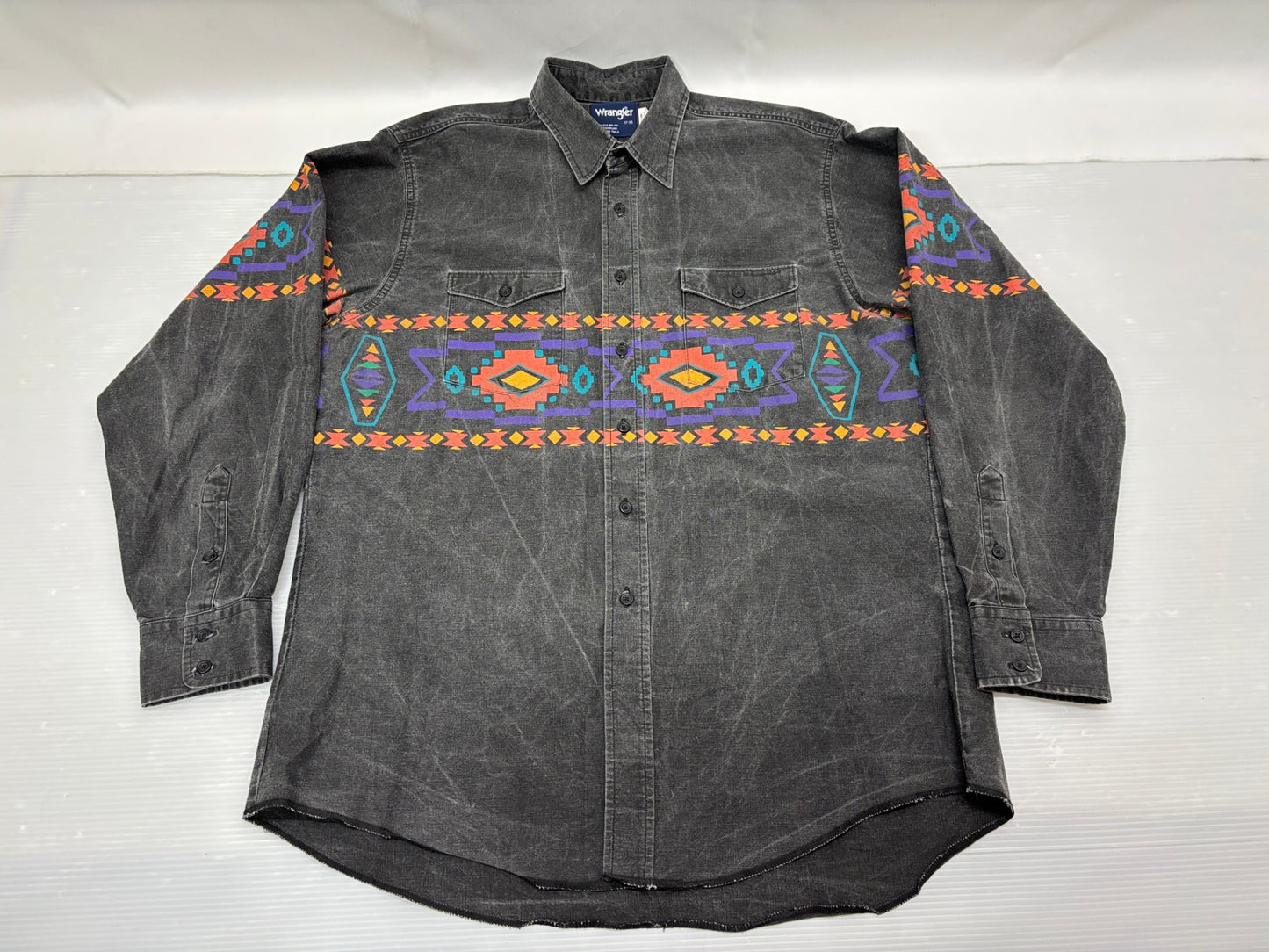 USA製 ラングラー 長袖 ボタンシャツ ネイティブ柄 17-35 Wrangler