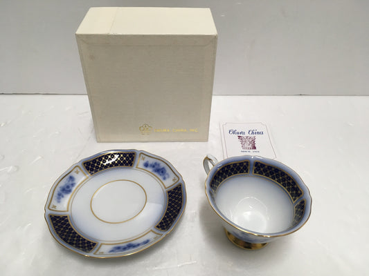 ※送料無料※ 大倉陶園 The Okura ブルーインペリアル ティーカップ＆ソーサー 70C/9581 長期保管 未使用 囗G