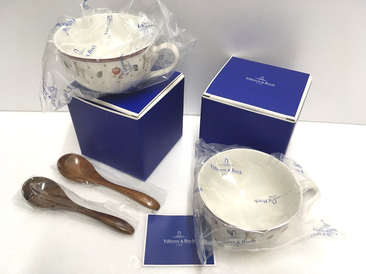 ※送料無料※ villeroy ＆ Boch ビレロイ&ボッホ クリスマス トイズデライト スープカップ ペア 長期保管 未使用品 囗G