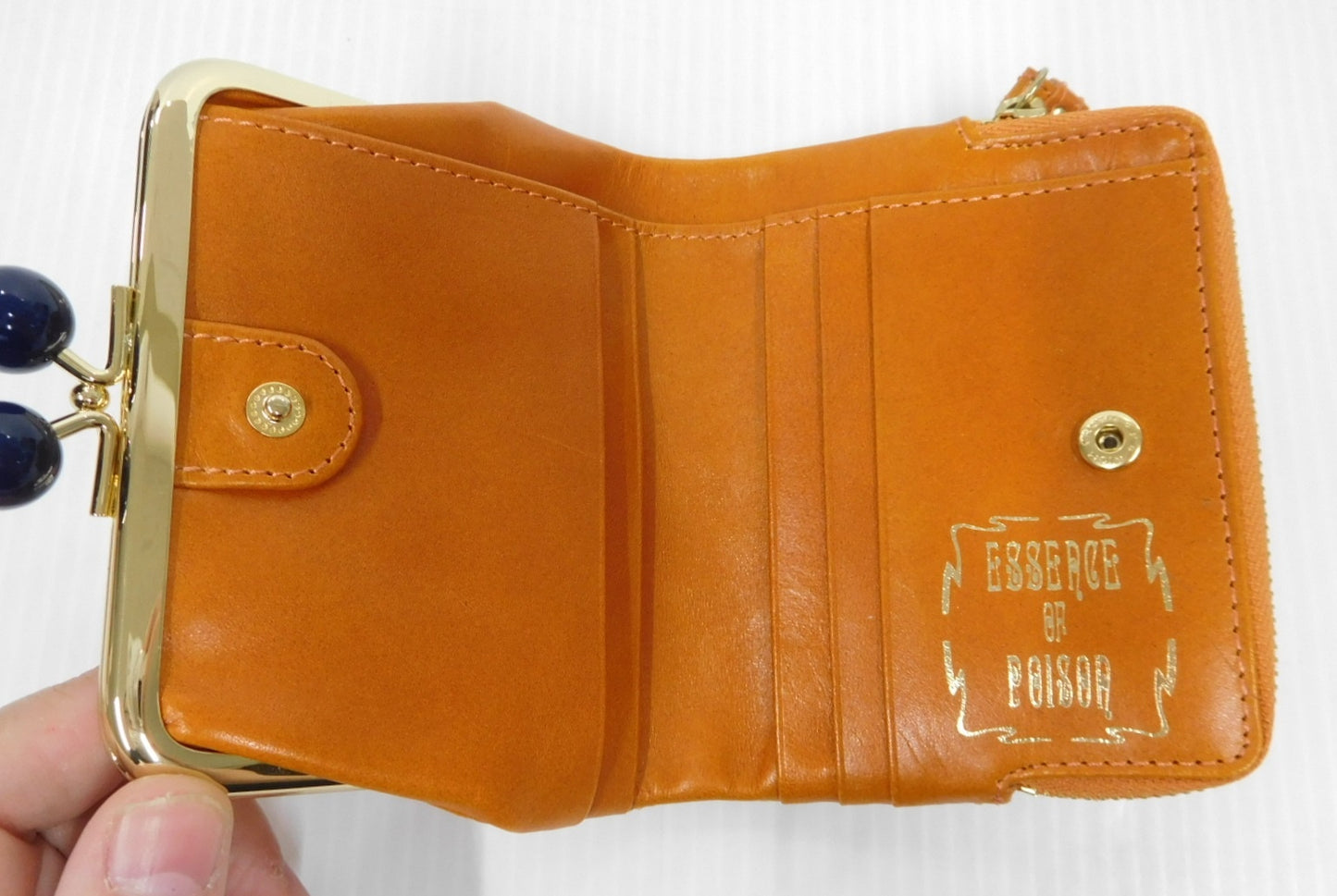 ESSENSE OF POISON エッセンスオブポイズン がまぐち財布 オレンジ ねこモチーフ 中古囗T巛