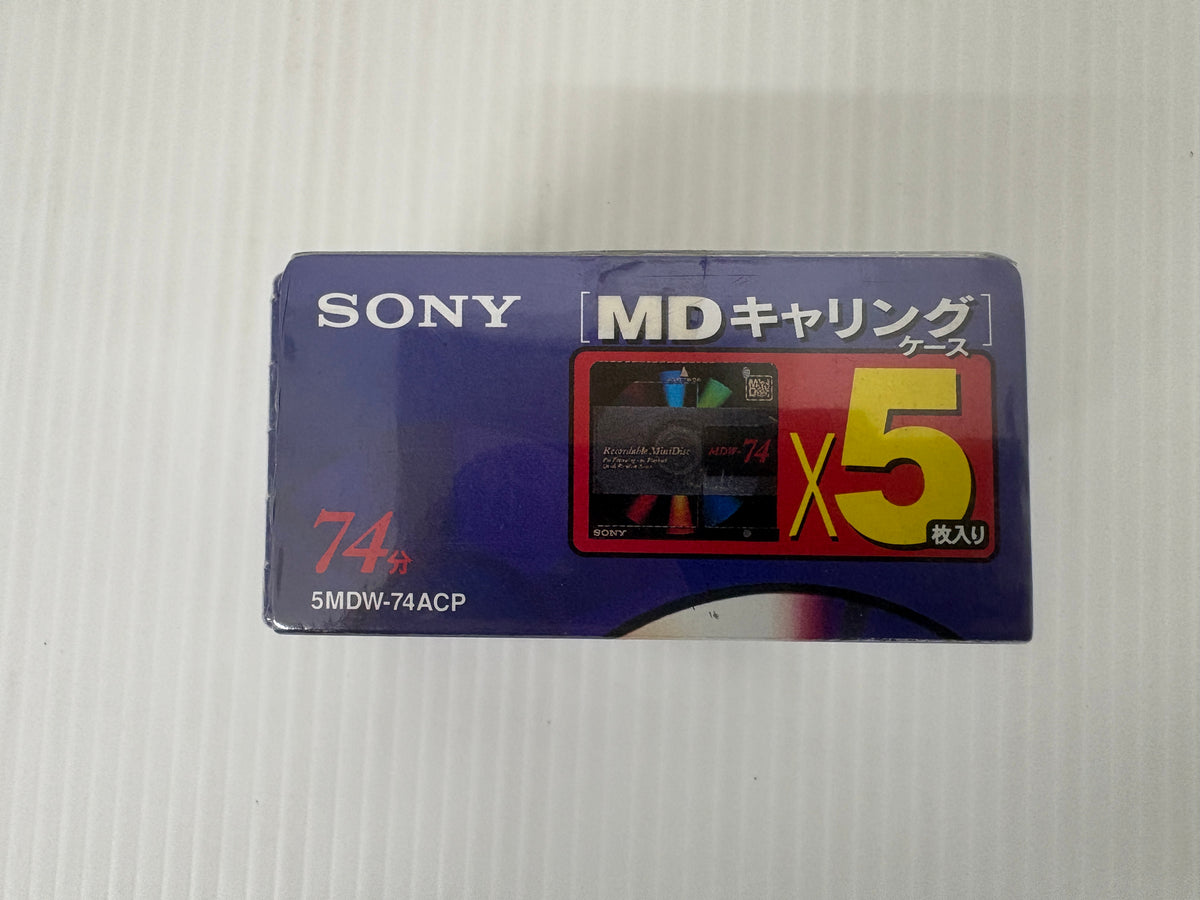未使用 SONY ソニー MD 74分 5枚 5MDW-74ACP キャリングケース付 MiniDisc 日本製 当時物