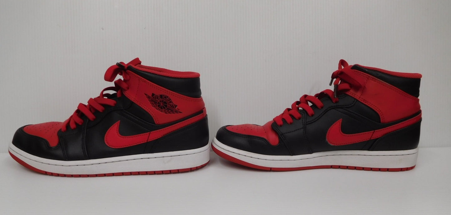 NIKE AIR JORDAN 1 MID BRED TOE DQ8426-060 エアジョーダン1 ミッド ブレッドトゥ 黒赤 スニーカー size:28cm 中古囗T巛