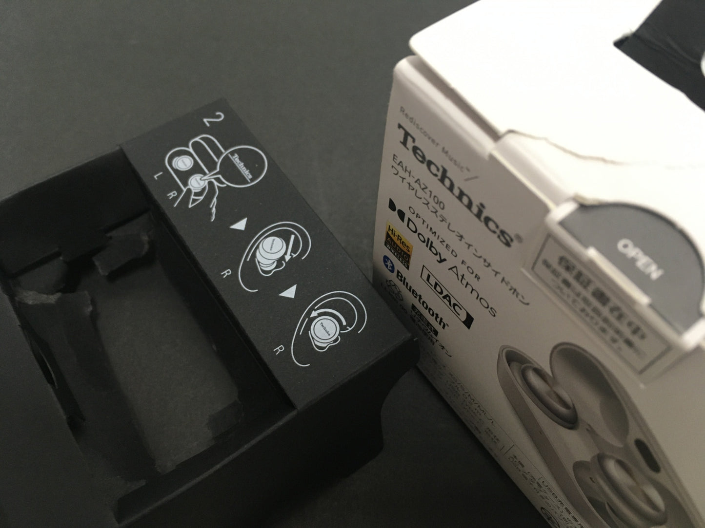 ※送料無料※ Technics ワイヤレスステレオインサイドホン EAH-AZ100 ホワイト シルバー 中古 囗G