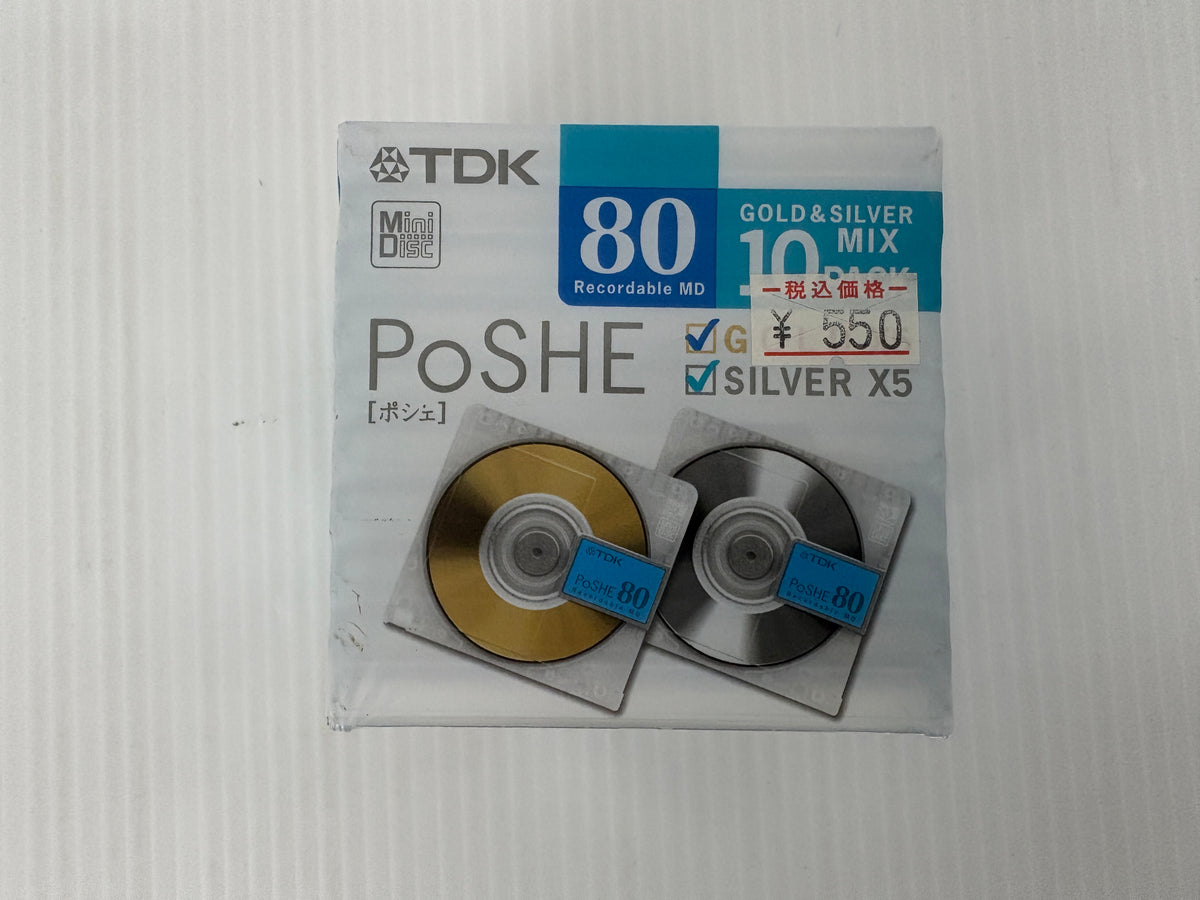 未開封 TDK PoSHE MD 80分 10枚 MD-PSE80MX10N GOLD SILVER ミニディスク 日本製 廃盤
