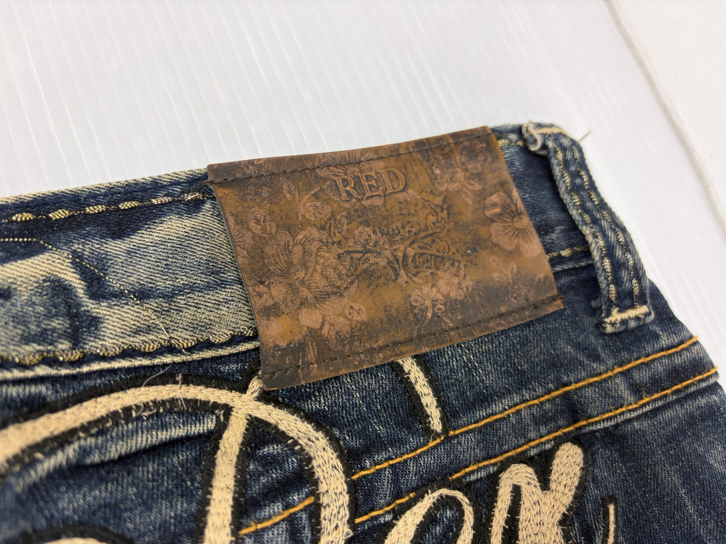 レッドペッパー RED PEPPER デニムパンツ 刺繍 ジーンズ ブーツカット サイズ32
