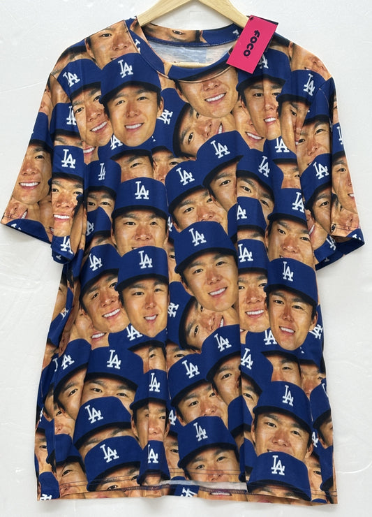 ※送料無料※  FOCO 山本由伸 ロサンゼルスドジャース公式 Tシャツ 総柄 サイズXL タグ付き 囗G
