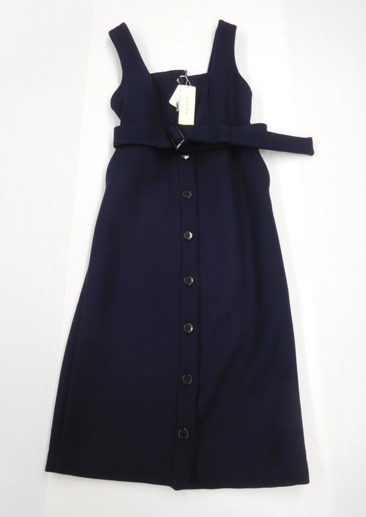 タグ付！SACRA サクラ ベルテッドワンピース 118504041 ネイビー size:38囗T巛