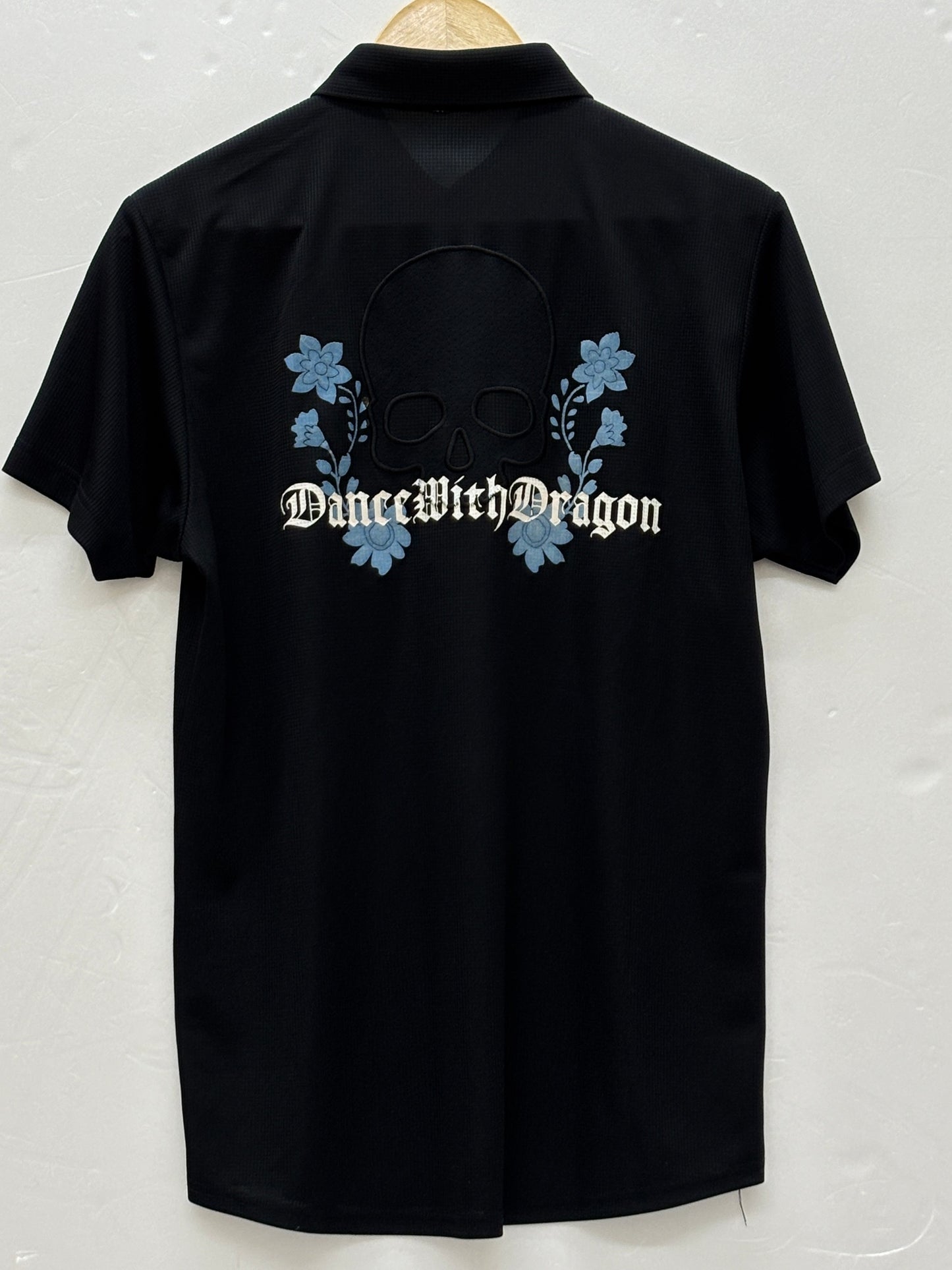 ※送料無料※ Dance With Dragon ダンスウィズドラゴン メンズ ゴルフウェア 半袖ポロシャツ ブラック 表記サイズ3 古着 囗G
