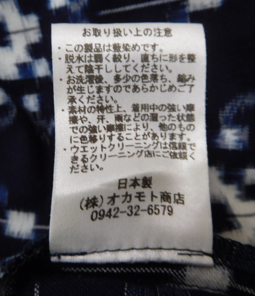 義右ヱ門 ギエモン オカモト商店 ブラウス ネイビー 日本製 綿100％ 久留米絣 size:表記なし囗T巛