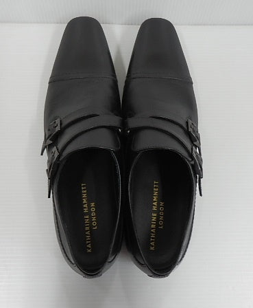 KATHARINE HAMNETT LONDON キャサリンハムネットロンドン クロスベルト ビジネスシューズ ブラック size:26.5cm囗T巛