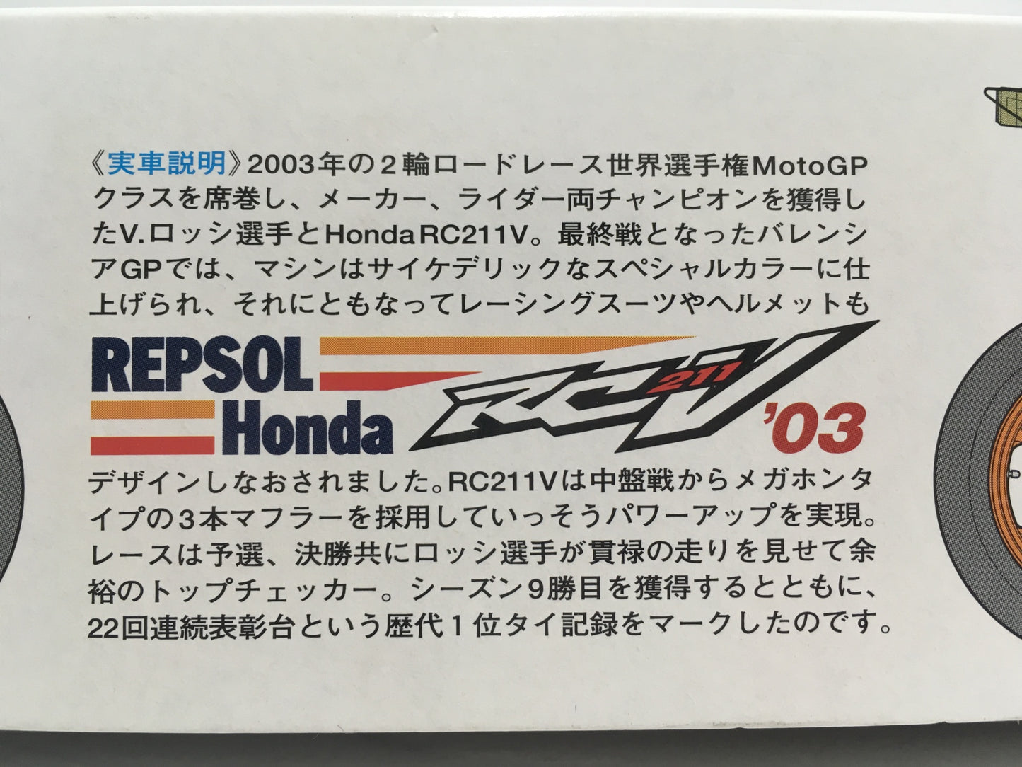 ※送料無料※ TAMIYA 1/12 オートバイシリーズ NO.97 レプソル Honda RC211V'03 バレンシア 未組立 囗G