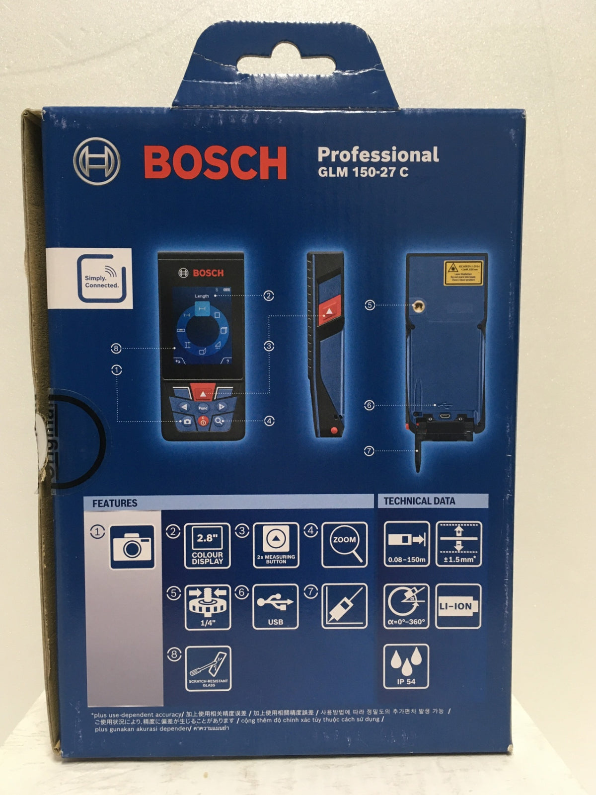 ※送料無料※ BOSCH レーザー距離計 GLM150-2C Professional 中古 囗G