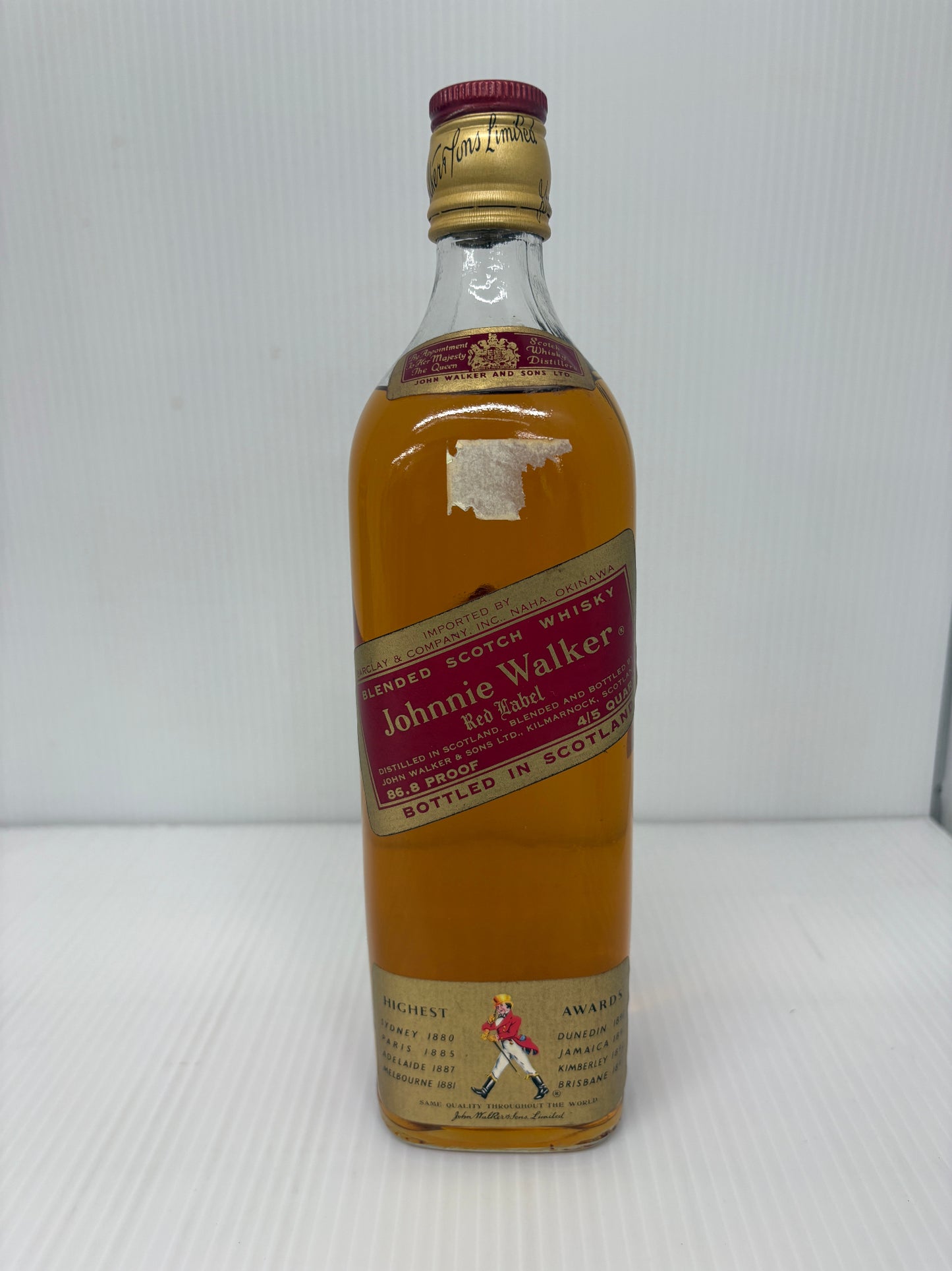 古酒 Johnnie Walker Red Label ジョニーウォーカー レッドラベル 特級 86.8PROOF スコッチウイスキー 沖縄輸入 金キャップ