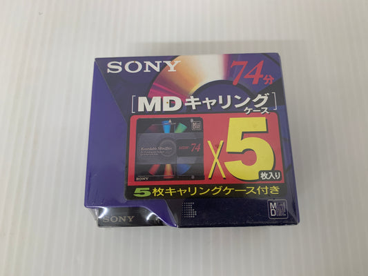 未使用 SONY MD 74分 5枚入 5MDW-74ACP キャリングケース付 MiniDisc 日本製