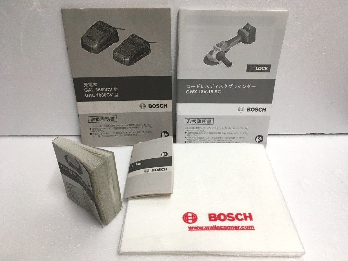 ※送料無料※ BOSCH X-LOCK コードレスディスクグラインダー GWX18V-15SC5J 先端工具付き特別セット 未使用相当 囗G