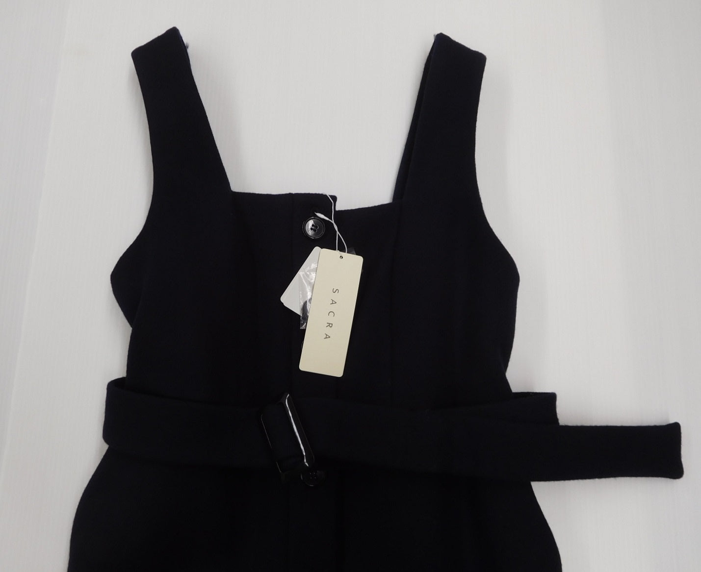 タグ付！SACRA サクラ ベルテッドワンピース 118504041 ネイビー size:38囗T巛