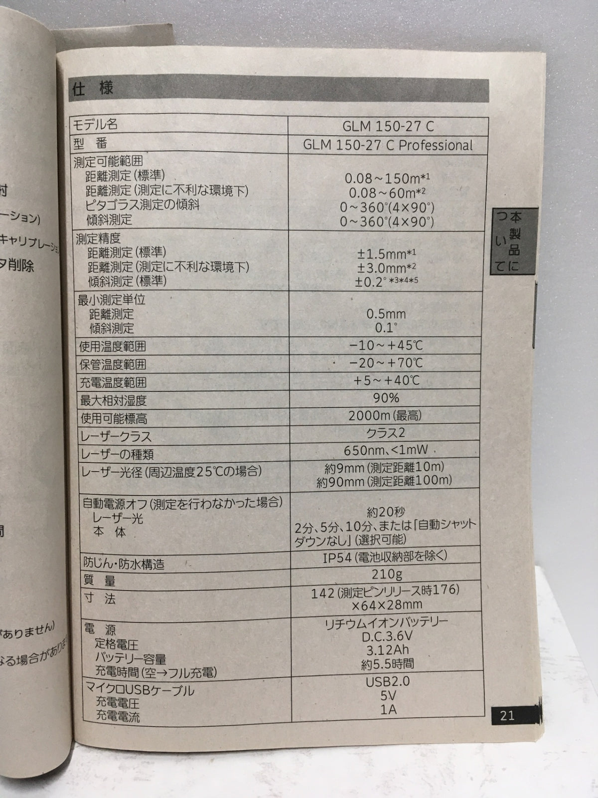 ※送料無料※ BOSCH レーザー距離計 GLM150-2C Professional 中古 囗G