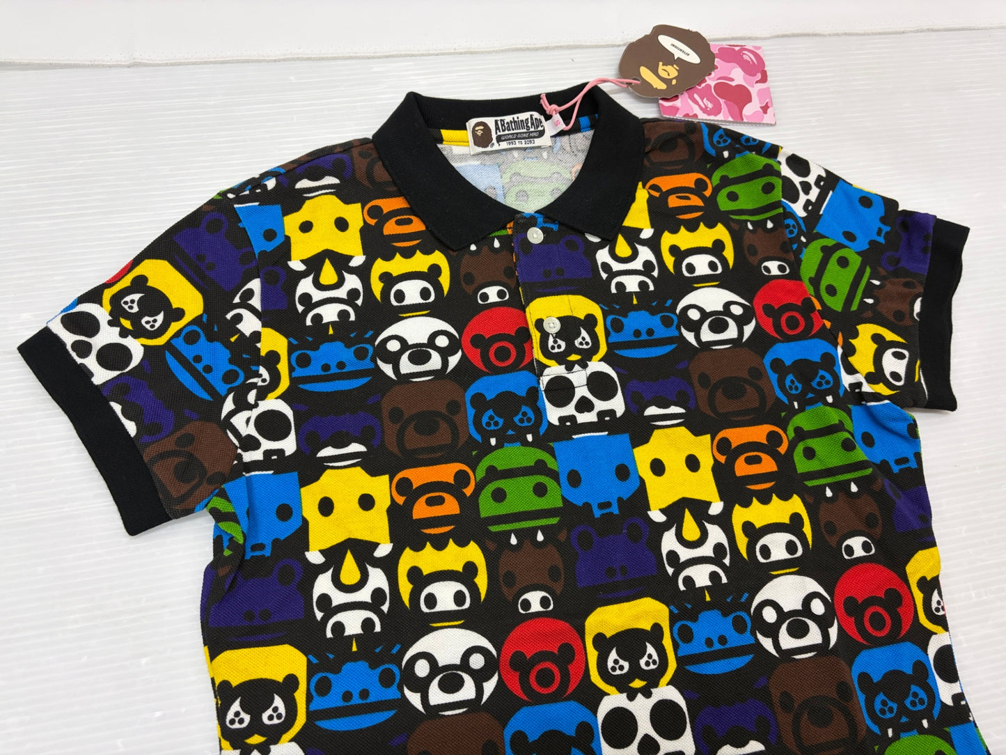 エイプ ベビーマイロ 総柄 ポロシャツ サイズS レディース A BATHING APE