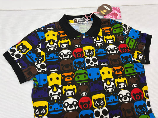 エイプ ベビーマイロ 総柄 ポロシャツ サイズS レディース A BATHING APE
