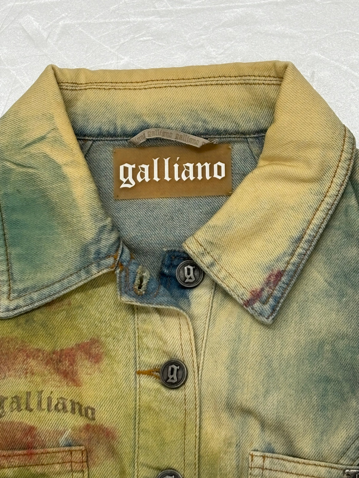 ※送料無料※ JOHN GALLIANO ジョンガリアーノ レディース 総柄 デニムジャケット EUサイズ表記44 古着 囗G