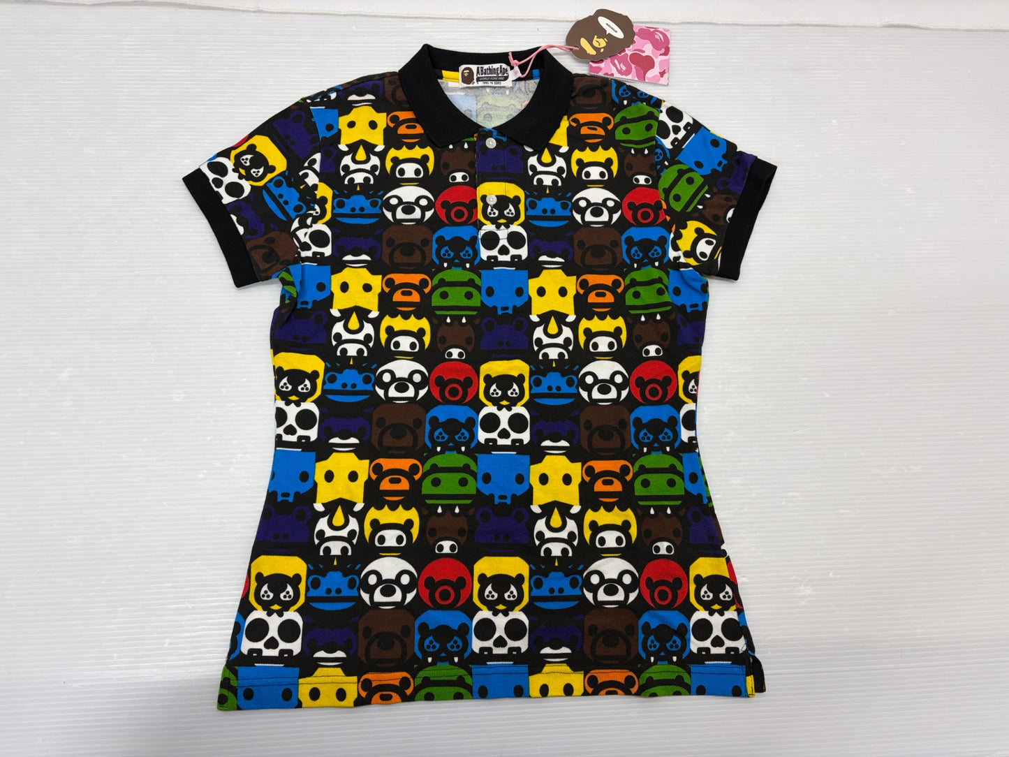 エイプ ベビーマイロ 総柄 ポロシャツ サイズS レディース A BATHING APE