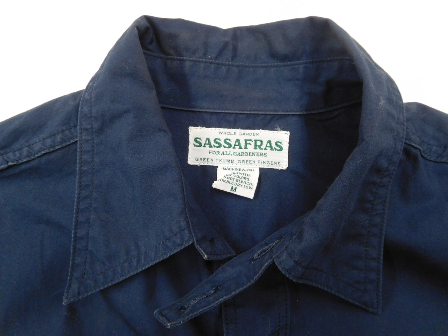 SASAFRAS ササフラス 長袖コットンシャツ ネイビー 日本製 size:M囗T巛