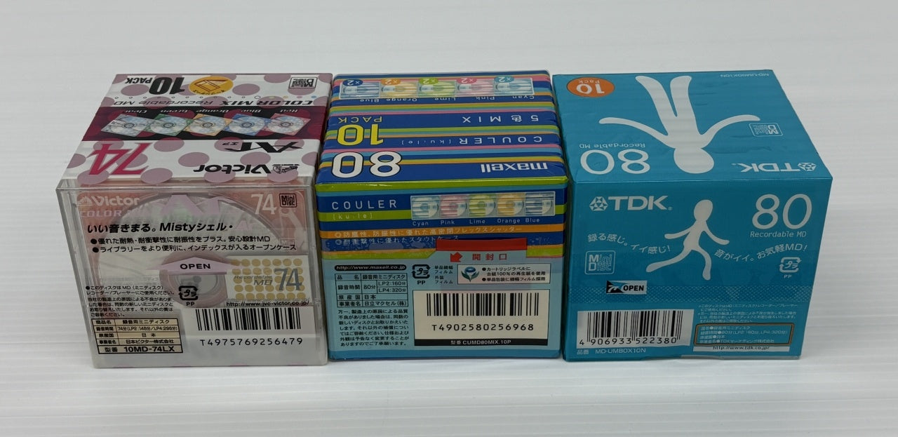 送料無料 ビクター マクセル TDK MD 10枚組 3パック （74分1パック、80分1パック）囗T巛