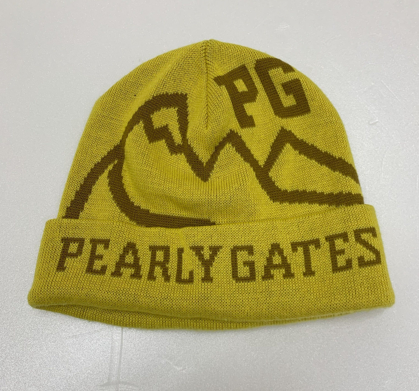 ※送料無料※ PEARLY GATES パーリーゲイツ メンズ  ゴルフ ニット帽 イエロー×ブラウン 表記サイズFR 中古 囗G