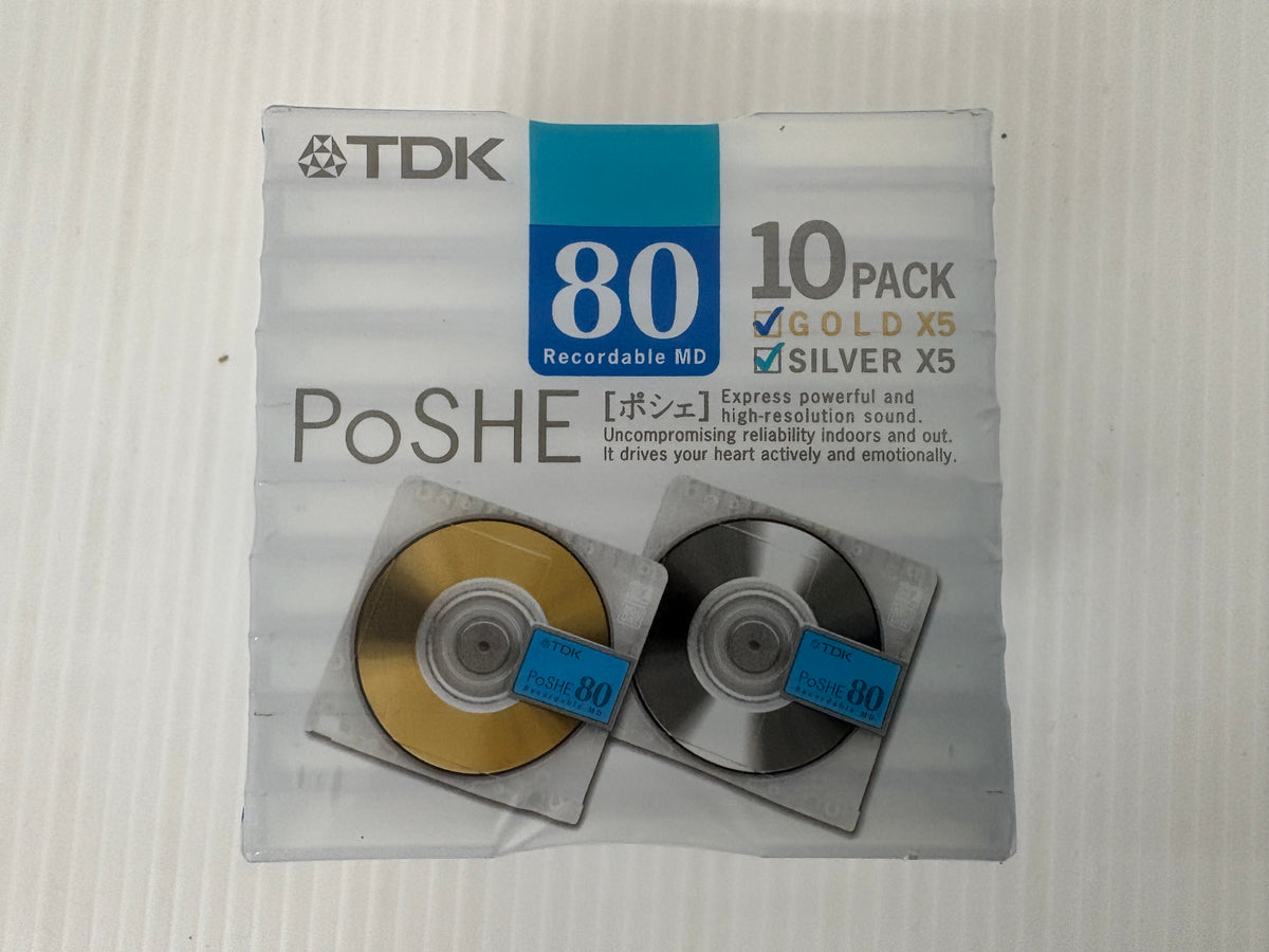 未開封 TDK PoSHE MD 80分 10枚 MD-PSE80MX10N GOLD SILVER ミニディスク 日本製 廃盤