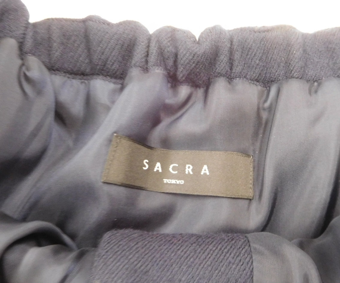 タグ付！SACRA サクラ ベルテッドワンピース 118504041 ネイビー size:38囗T巛