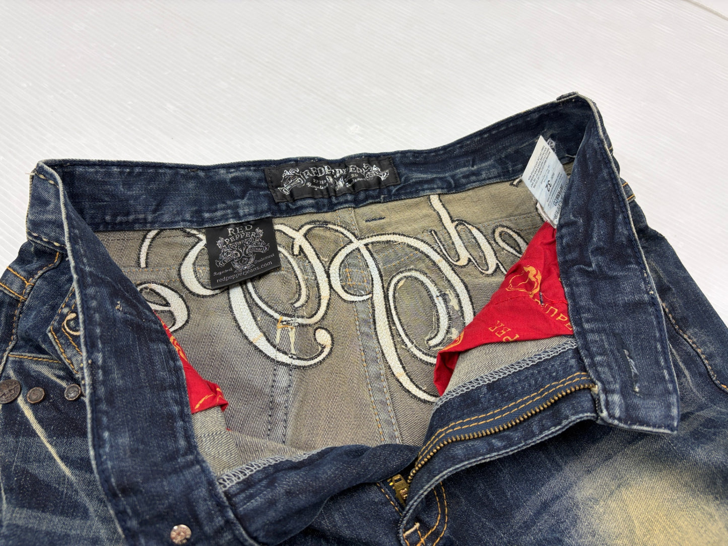 レッドペッパー RED PEPPER デニムパンツ 刺繍 ジーンズ ブーツカット サイズ32