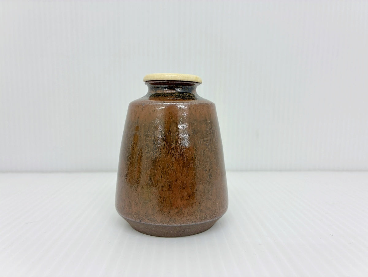 廣澤手 茶入れ 仕覆付き 仁史作 木箱入り