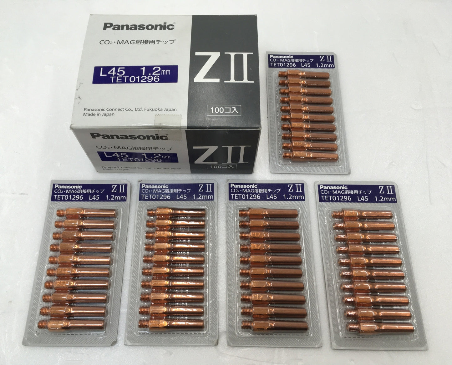 ※送料無料※ Panasonic CO2・MAG溶接用チップ ZⅡ TET01296 L45 1.2mm 150個 長期保管 未開封 囗G