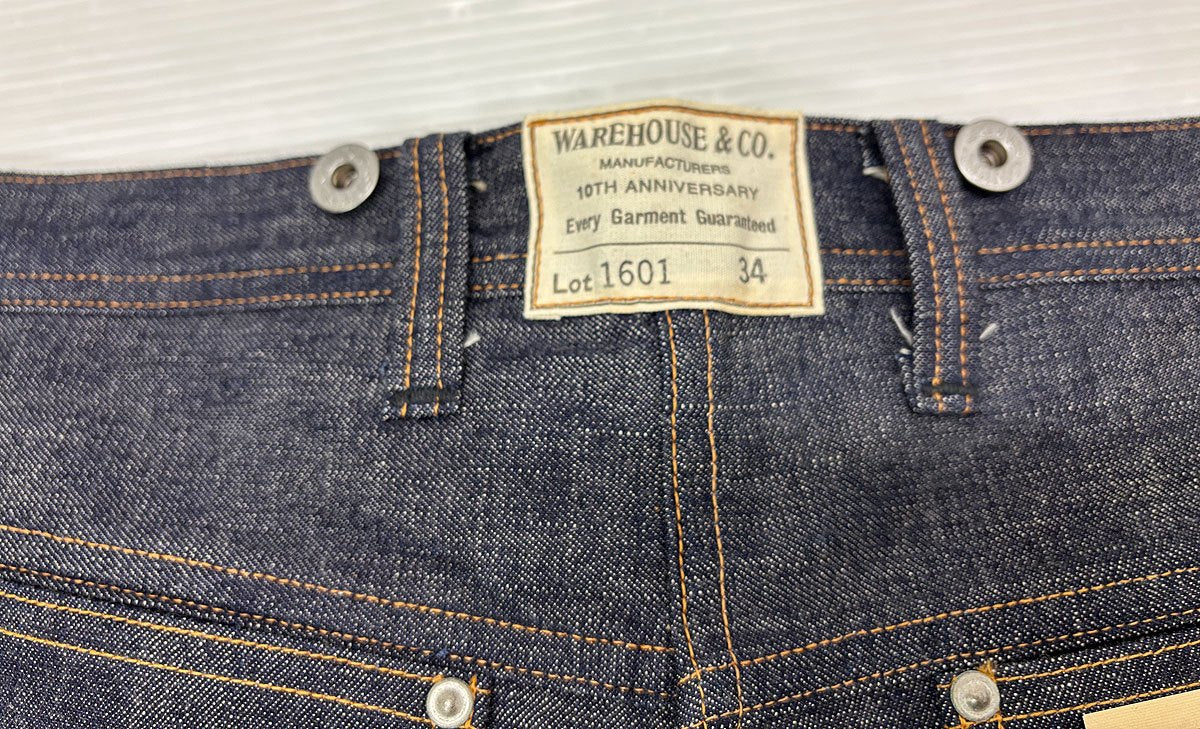 【送料無料】WAREHOUSE ウエアハウス 1601 デニムパンツ 10周年記念 ブラックベアモデル 34