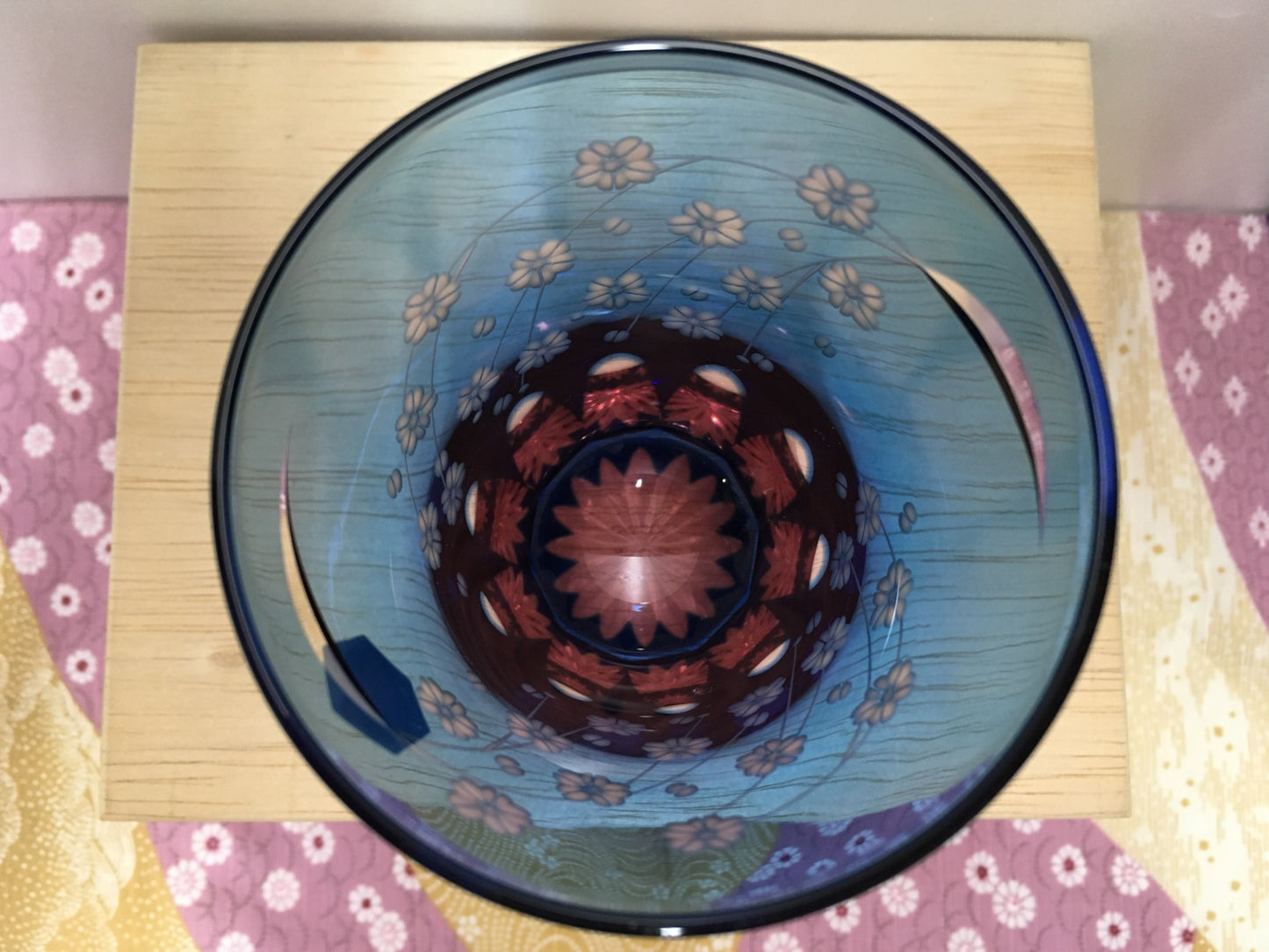 ※送料無料※ 硝子工房 彩鳳 伝統工芸 江戸切子 天開タンブラー 桜 ブルーピンク M-7064-2BP ペアグラスセット 未使用品 囗G