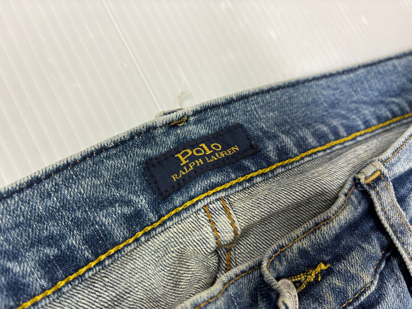 ポロ ラルフローレン デニムパンツ スリム ストレート USED加工 32×30 POLO RALPHLAUREN VARICK SLIM STRAIGHT