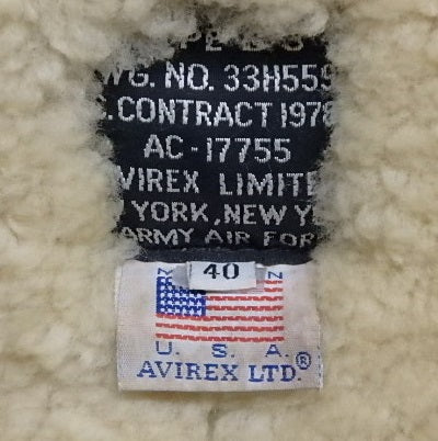 AVIREX アヴィレックス B-3 シープスキンムートンフライトジャケット AC-17755 USA製 size:40囗T巛