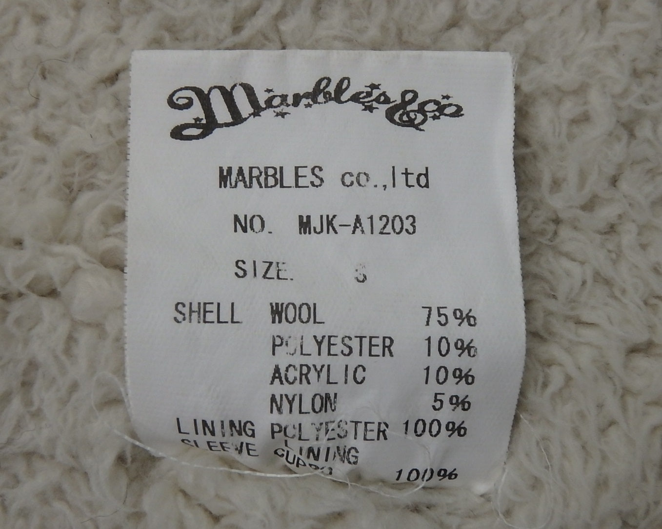 MARBLES マーブルズ ボアランチジャケット ブルー チェック MJK-A1203 size:S囗T巛