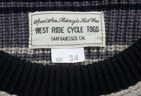 WEST RIDE  CYCLE TOGS 長袖ニット ブラック 日本製 size:34囗T巛