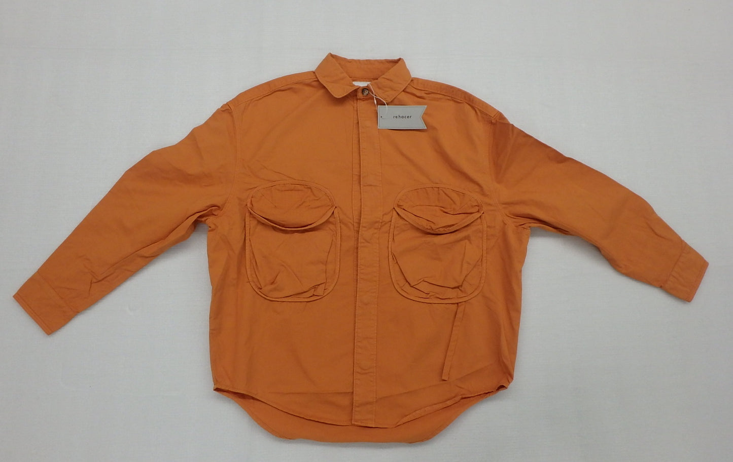タグ付！rehacer サークルポケットシャツジャケット オレンジ size:L囗T巛