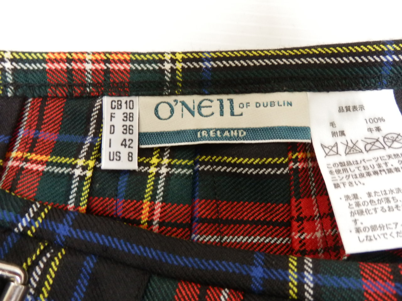 O'NEIL OF DUBLIN  ウール巻きスカート チェック アイルランド製 size:US8囗T巛